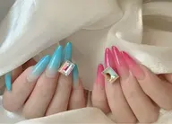 【チップ長さ出し】カラーグラデーションネイル➕パーツ2個