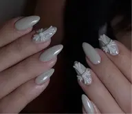 人気【ハンド】オフあり 🖤ワンカラー+クロム立体パーツ2個付き