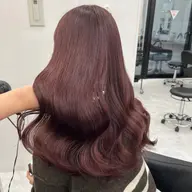 💗【minimo限定】💗迷ったらこれ💗💗韓国風暖色ワンカラー＋トリートメント＋コテ巻き仕上げ🍒