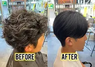 【艶・手触りUP✨】前処理ケア付き 曲がる縮毛矯正+メンズカット+コーティングTR+