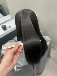 前髪.顔周りストレート+透明感カラー+似合わせカット+髪質改善トリートメント