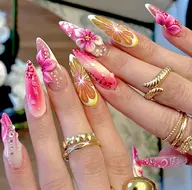 🉐【夏の大感謝祭SALE】💎【長さ出し】3D花💎アートやり放題💎パーツ付け放題🉐