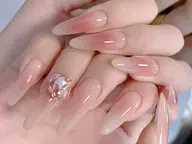 チップ長さだし+チークネイル💅
