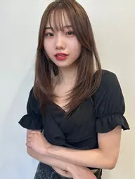 カット＋透明感フルカラー＋トリートメント付き¥11000 (#ハイライト#レイヤーカット#ショート#顔まわり)