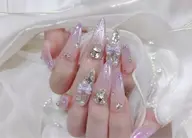 【10本チップ長さだし】+目立つ大粒ビジュー込み