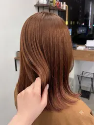 【秋色ヘアー】暖かみのあるオレンジブラウン🍊ワンカラー+ケアトリートメント