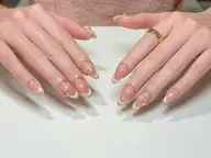 【チップ長さだし】マグネットフレンチ+10個ストーンor2個大きいパーツ¥9800