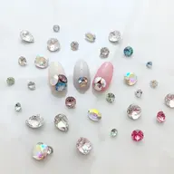 ビジューネイル/ジェルオフ無(ビジュー2本をマグネットネイル10本に変更可♪)