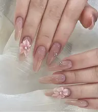 長さだし10本ワンカラー◎うるうる雫×ぷっくり3Dフラワー2本