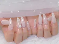 人気No.3チップ長さだしレースネイル🎀パーツ2個付き・レース6本ワンカラー4本