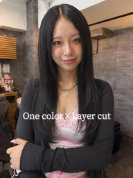 🖤韓国風艶髪ワンカラー🖤+✂️レイヤーカット✂️1step treatmentつき🫧