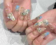 ✩美フォルムロングネイル✩.*˚10本長さだし+アート、パーツ付け放題