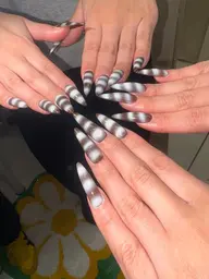 【オフあり】🩵Gel-x長さだし10本🩵エアブラシアート🩵(小さいストーン無料)