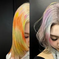 【🧚残留しない⁉️派手髪ハイトーン🧚】ケアブリーチ💎+パキッとカラー❤️🔥🎨+2stepトリートメント🫧