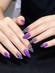【オフ込み💜】パープル×レースアートネイル ¥5,000