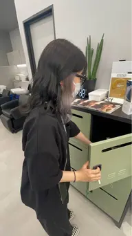【デザインカラー】カット+イヤリングカラー+透け感カラー