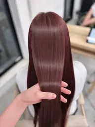 《🍒ワンカラーで暖色カラー🍒》ワインレッドカラー/レッドカラー/艶髪カラー➕トリートメント