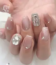 【埋め尽くし】2本✖️Vカットストーンネイル🤩オフ込みオフ無料シンプルネイル💅ゴージャスネイル🥰オフィスネイル
