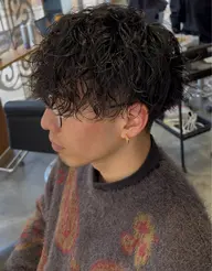 メンズカット+強めツイストスパイラルパーマ