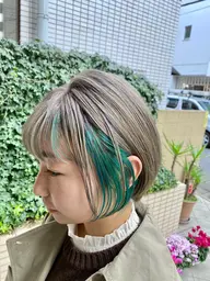 トップスタイリストカット&高彩色インナーカラー(ケアブリーチ込み)+フルカラー&ファイバープレックストリートメント