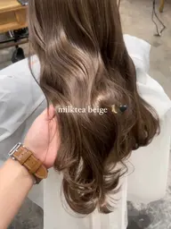 ミルクティーベージュ🖤ケアダブルカラー(ケアブリーチ込)+トリートメント