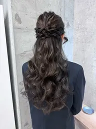 【大人気メニュー🌱】ハーフアップアレンジ+顔まわりカット🪄ヘアセット.結婚式参列ヘア.お呼ばれヘア