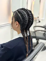【ヘアセット】地毛コーンロウ【6本まで】