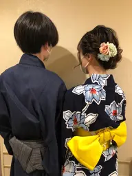 手ぶらでカップル割り引き❤️❤️❤️男女レンタル浴衣&着付け&ヘアセット✨✨✨