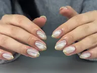 チップ長さ出し、ベース色付きミラーフレンチ