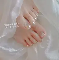 <フット>ins流行りオーロラ/ミラーネイル