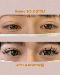 【下がりまつ毛さん人気】&Healthyマツエク120本＋まつげパーマ