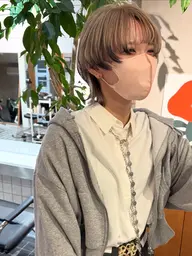 ▶︎カット＋ケアブリーチ＋カラー ボブ　ショート　大人ハイトーン