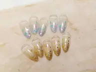 【バンド】爪が薄い方にオススメ⭐ラメ×ホロのグラデーション☆オフなし