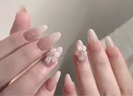 チップ長さだしワンカラー➕ハイビスカスパーツ🌺
