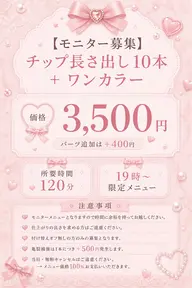【モニター募集】チップ長さ出し10本+ワンカラー
