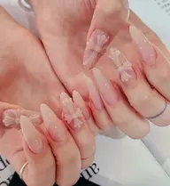 ❗️SNS話題デザイン🎀ワンカラーorラメグラ+クロムパーツ2個🎀