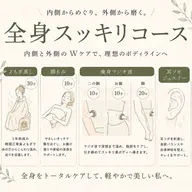 【全身スッキリコース🌟】よもぎ蒸し30分→腸もみ10分→ラジオ波二の腕10分・お腹10分・脚20分→耳ツボジュエリー