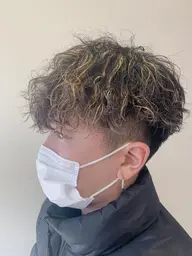 メンズカット+パーマ+ハイライトカラー🔥