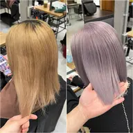カット＋ダブルカラー(ケアブリーチ1回＋カラー)＋髪質改善トリートメント🌼