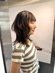 カット+顔まわりストレート