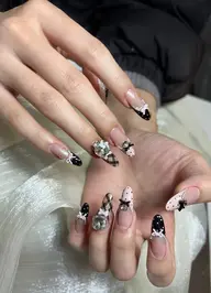 💖💖長さ出しワンホーン パーツ付き放題/💖tiktokデザイン/💖持ち込みデザイン10本アート