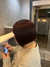 ブリーチなしWカラー+カット+超音波アイロンtr
