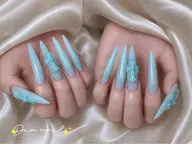 【人気No.1】長さだし★同色クロム×3Dパーツ4本 ¥7980🎀ソフトジェルオフ500🎀スカルプオフ1100円