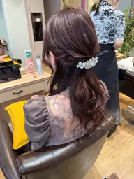 ハーフアップ&コテ巻き