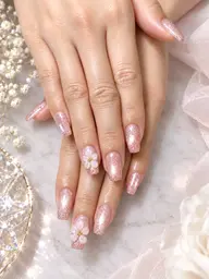 プルメリアネイル3Dのラメワンカラー