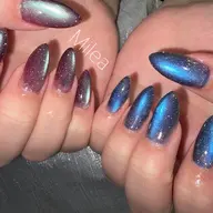 ジェルチップ長さだし10本💅🏾➕マグネットorフラッシュワンカラー🌺🩵