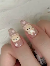 🧸キャラクターネイル+10本アート(お好きな3Dパーツ2つお作りします)【オフ無】