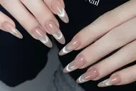 🦋《チップスカルプ長さだし10本》マグネットフレンチ(ベースあり)+2個大きいパーツ🫶✨