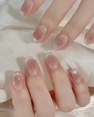 🉐超人気【自爪】ワンホンチークマグネットフレンチネイル【ミニモ限定】¥6000🌸
