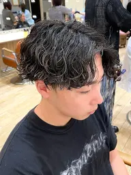【1番人気】波巻きパーマ✨　メンズカット＋クリーム波巻きパーマ＋極上シャンプー＋高保湿トリートメント